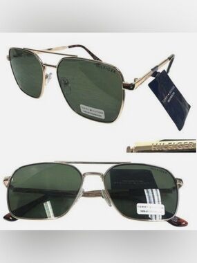 NWT TOMMY HILFIGER MM OM687 Gold/Green Mens Sunglasses